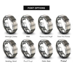 font options for inside engraving on gray banana plug rings