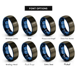 font options for inside engraving on gunmetal & blue banana plug rings