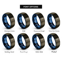 font options for inside engraving on gunmetal & blue banana plug rings