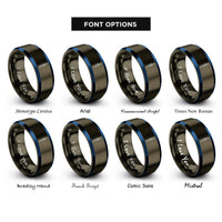 font options for inside engraving on gunmetal & blue banana plug rings