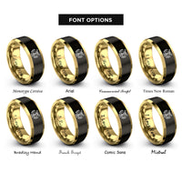 font options for inside engraving on black & gold band crest rings