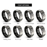 font options for inside engraving on black & grey band crest rings