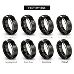 font options for inside engraving on black & grey band crest rings