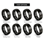 font options for inside engraving on black band crest rings