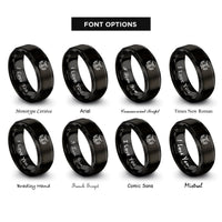 font options for inside engraving on black band crest rings