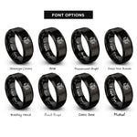 font options for inside engraving on black band crest rings