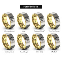 font options for inside engraving on gold & gray band crest rings