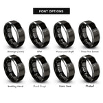 font options for inside engraving on black & silver band saw rings