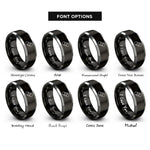 font options for inside engraving on black & grey bandage adhesive rings