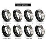 font options for inside engraving on black & silver bandage adhesive rings