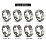 font options for inside engraving on grey bandage adhesive rings