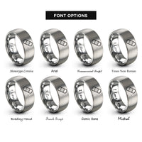 font options for inside engraving on grey bandage adhesive rings