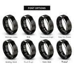font options for inside engraving on black & grey bandage roll rings