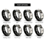 font options for inside engraving on black & gray bandage roll rings