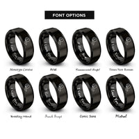 font options for inside engraving on black bandage roll rings