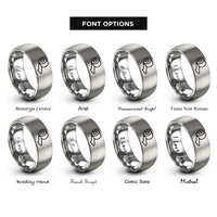 font options for inside engraving on gray bandage roll rings