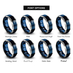 font options for inside engraving on blue & gray bandana knot rings