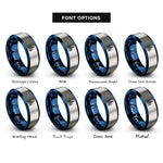 font options for inside engraving on blue & silver bangkok rings