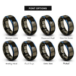 font options for inside engraving on gunmetal & blue bangkok rings