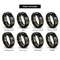 font options for inside engraving on gunmetal & blue bangkok rings