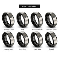 font options for inside engraving on black & grey banjo rings