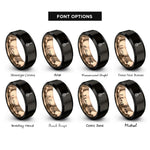 font options for inside engraving on black & rose gold banjo rings