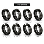 font options for inside engraving on black & gray bank building rings