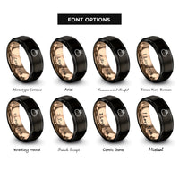 font options for inside engraving on black & rose gold bao bun rings
