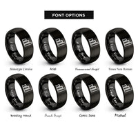 font options for inside engraving on black bar chart rings
