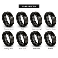 font options for inside engraving on black bar chart rings