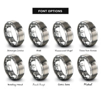 font options for inside engraving on silver bar chart rings