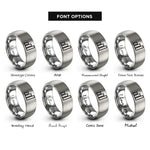 font options for inside engraving on silver bar chart rings