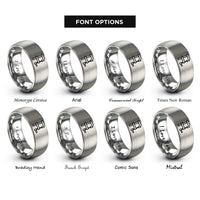 font options for inside engraving on silver bar clamp rings