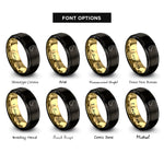 font options for inside engraving on black & gold barbados rings