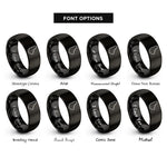font options for inside engraving on black barbados rings