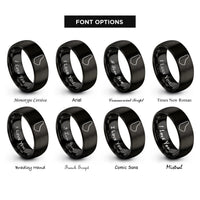 font options for inside engraving on black barbados rings