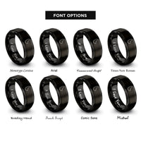 font options for inside engraving on black barbados rings