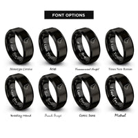 font options for inside engraving on black barbados rings