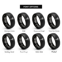 font options for inside engraving on black barbed wire cross rings