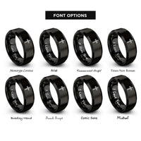 font options for inside engraving on black barbed wire cross rings