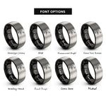font options for inside engraving on black & silver barbell row rings
