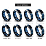 font options for inside engraving on blue & grey barbell row rings