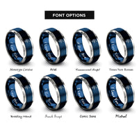 font options for inside engraving on blue & grey barbell row rings
