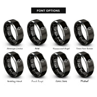 font options for inside engraving on black & grey barber chair rings