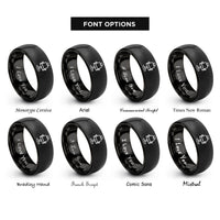 font options for inside engraving on black barber chair rings