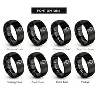 font options for inside engraving on black barber chair rings