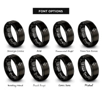 font options for inside engraving on black barber chair rings