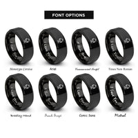 font options for inside engraving on black barber chair rings
