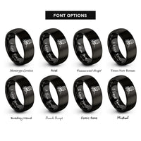 font options for inside engraving on black barber clippers rings