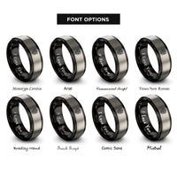 font options for inside engraving on black & grey barber pole crest rings
